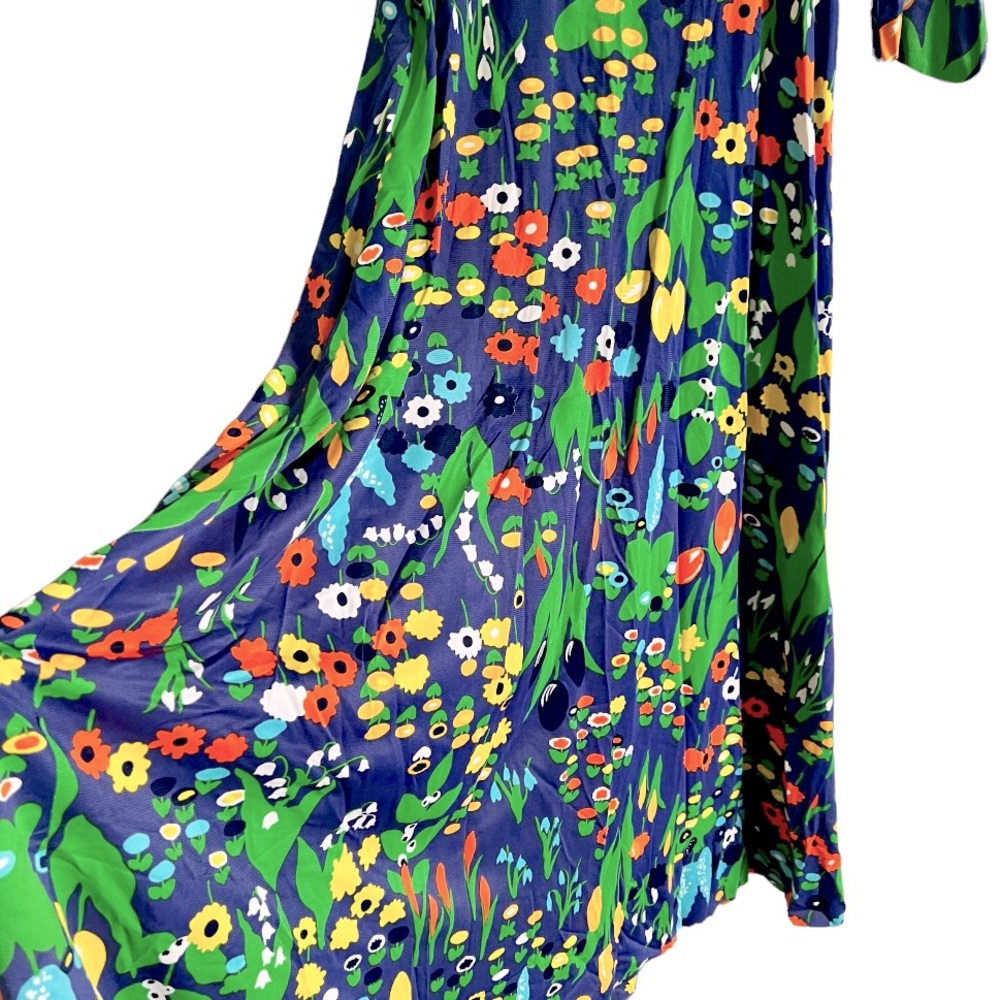 Saks Fifth Avenue • Vintage Floral Ruched Mock-Neck Maxi Dress Size M - Picture 5 of 8